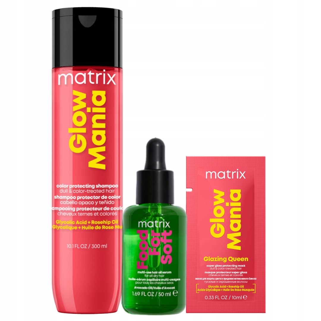 Matrix sada pro vyhlazení vlasů Glow Mania šampon Ffs olej Dárek