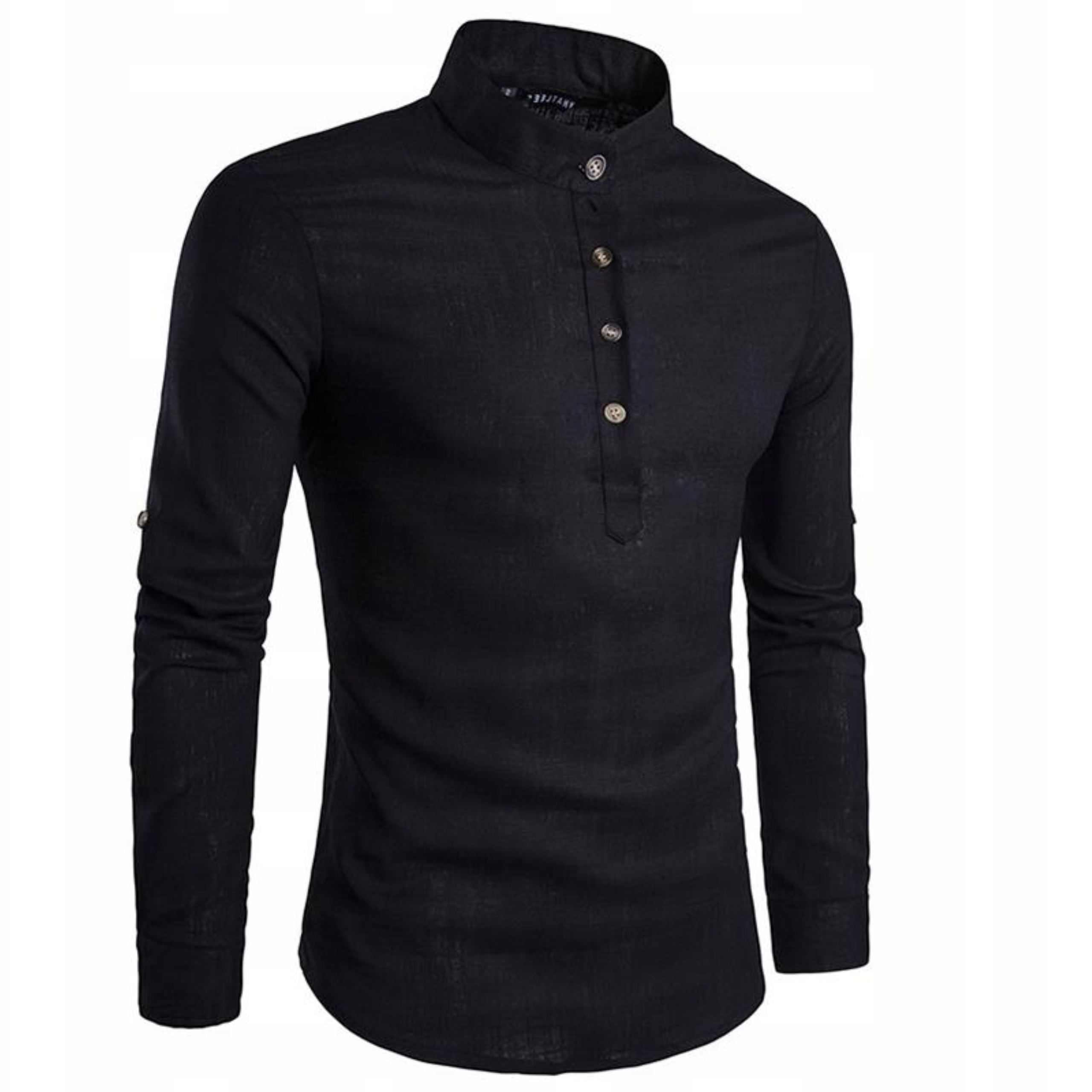 Koszula męska stójka casual lniana len codzienna bawełniana