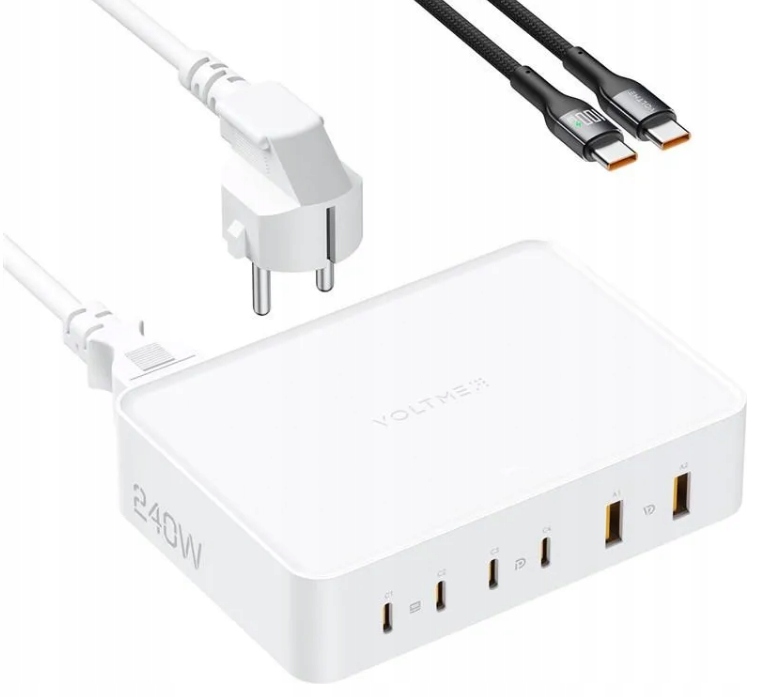 Ładowarka Sieciowa Voltme Revo 240 PD3.1 Usb-c Usb 6 Portów Biała