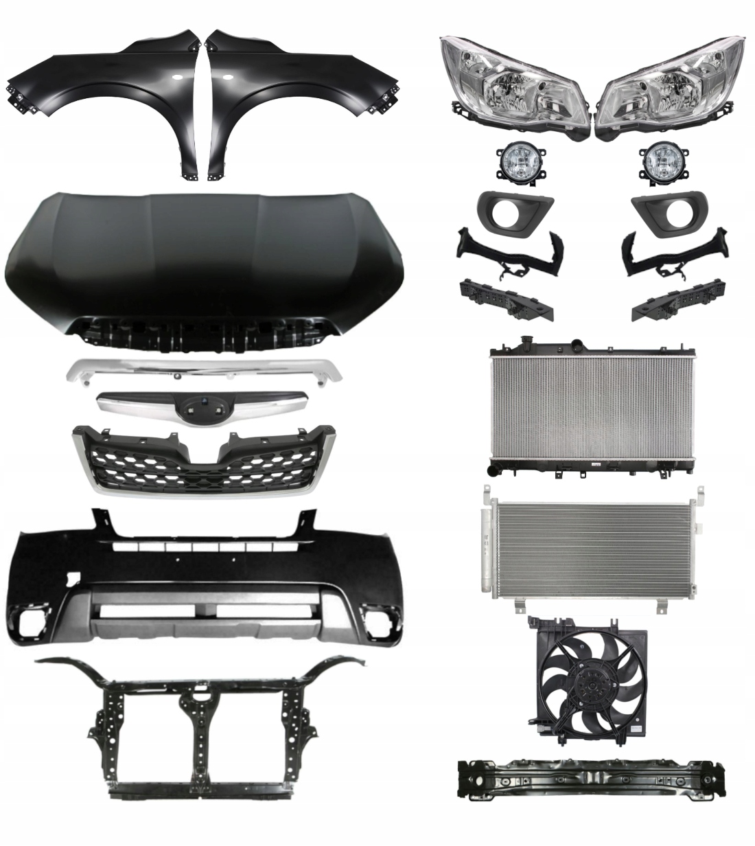 Subaru Forester 13-16 Maska Zderzak Błotnik Pas ZESTAW CZĘŚCI