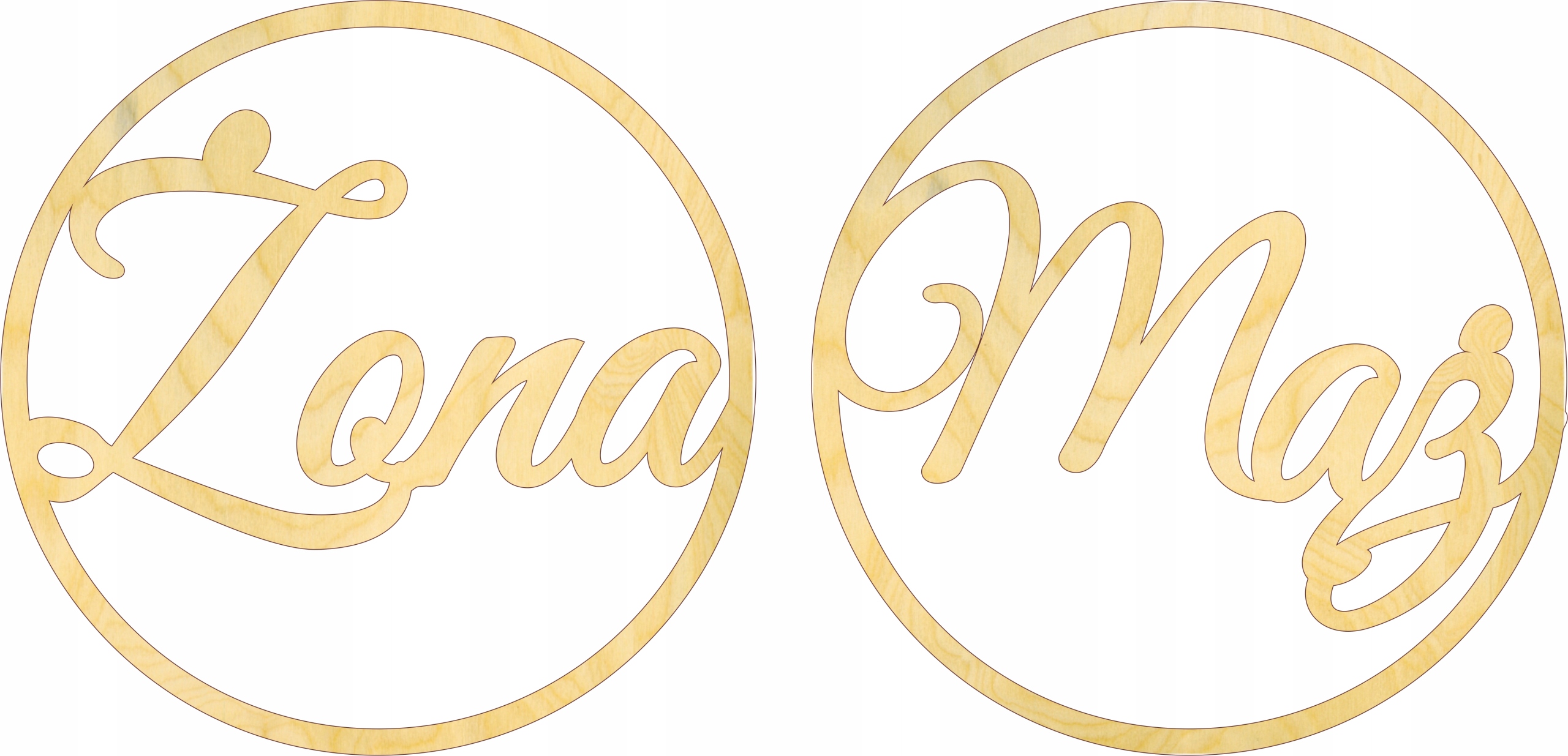 

Obręcze Mąż Żona napisy w kole ślub dekoracja stół