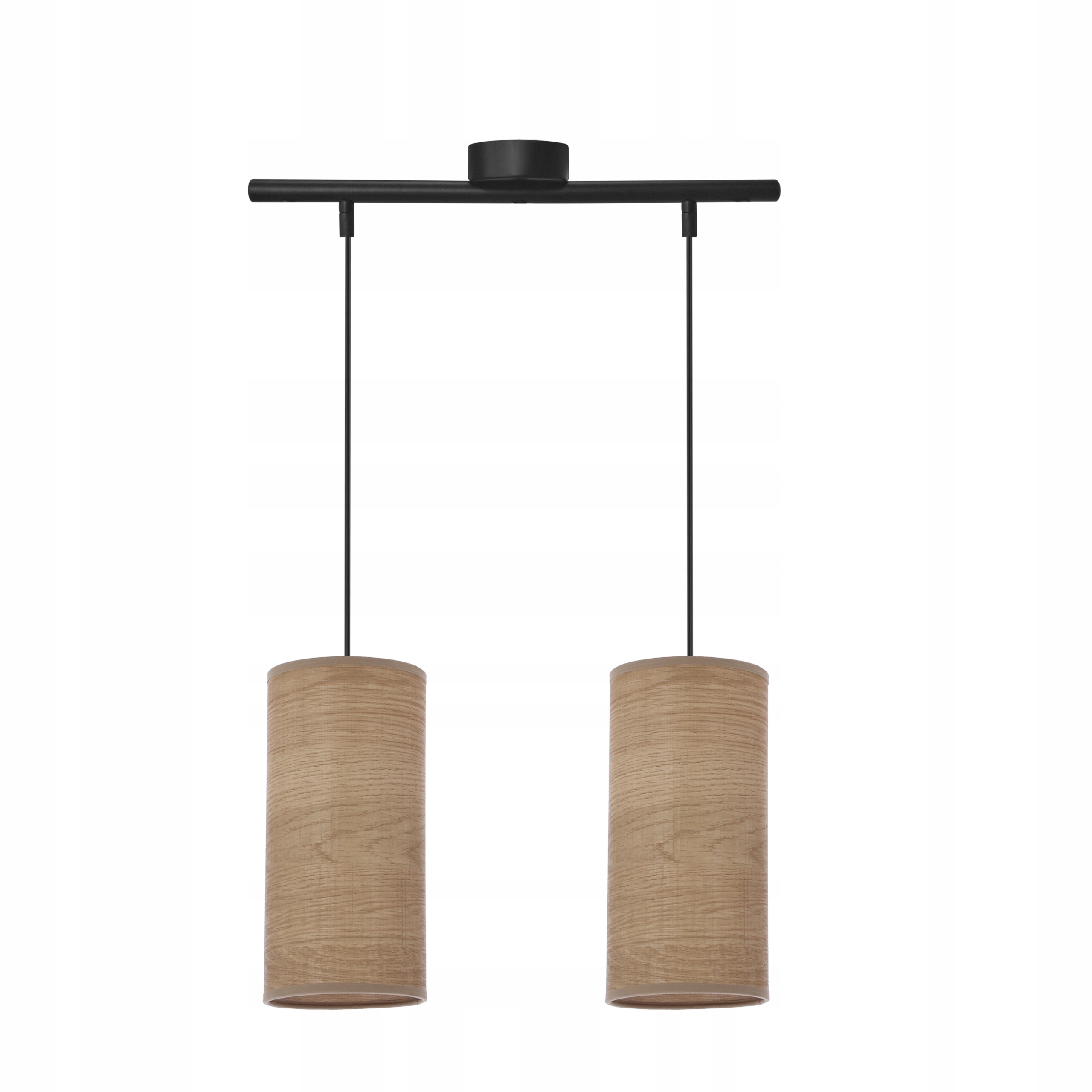 Závěsná lampa Ballo Nad stůl Černá Abažur Ořechová 2x60W E27 Rustikální