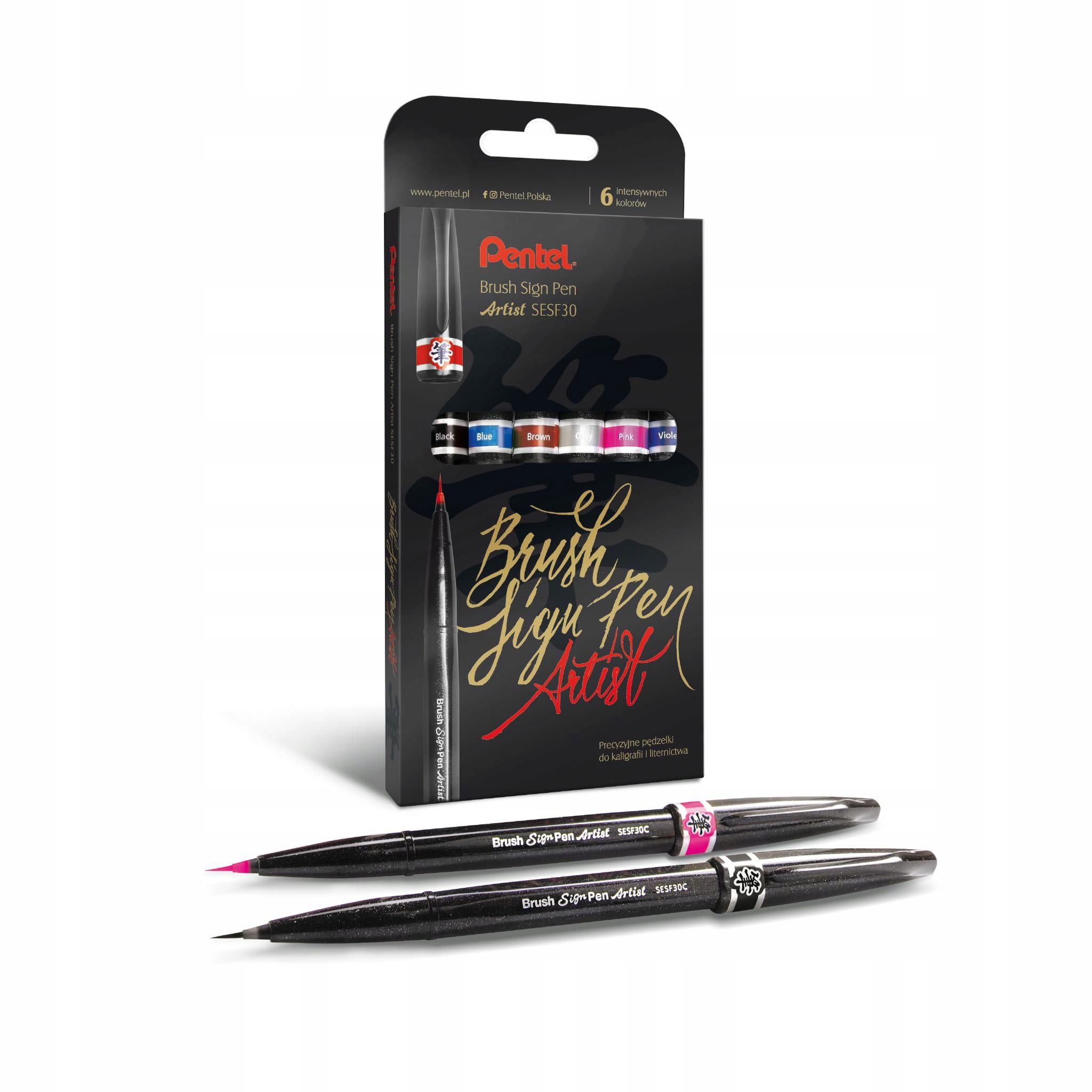 Fixy štětcové Brush Sign Pen Artist6 barev Pentel