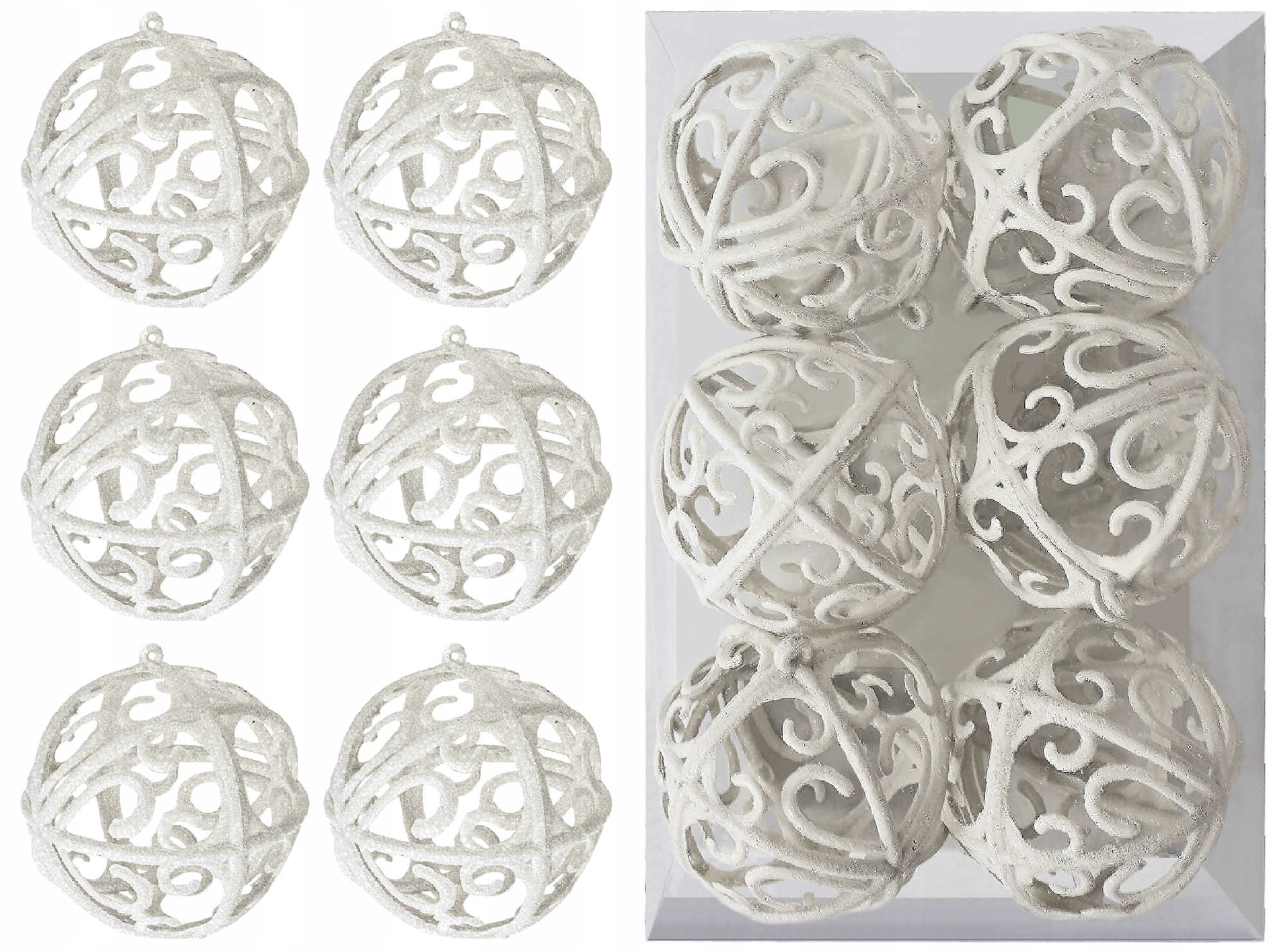 BOMBKI CHOINKOWE ZESTAW KOMPLET DEKORACJE WHITE