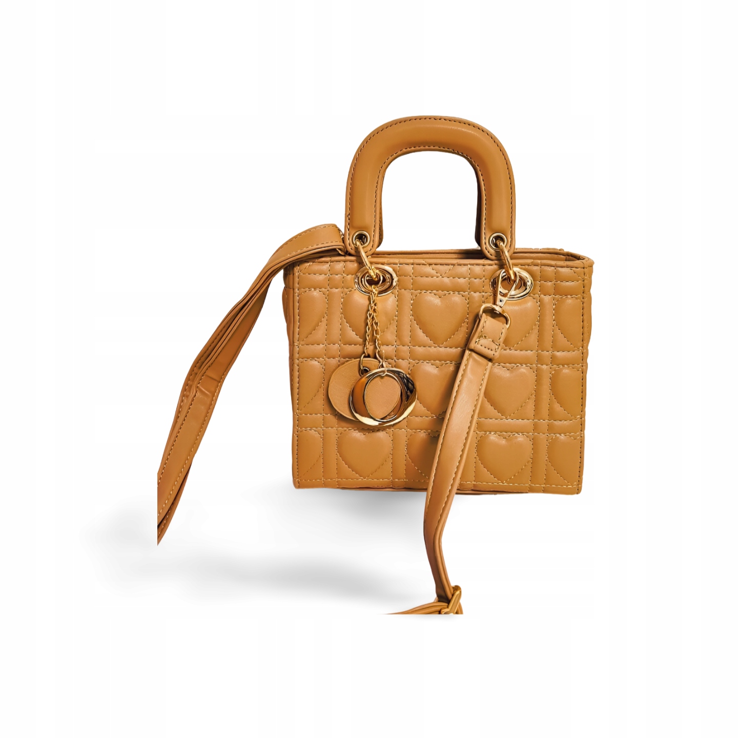 Kabelka mini shopperka béžová prošívaná