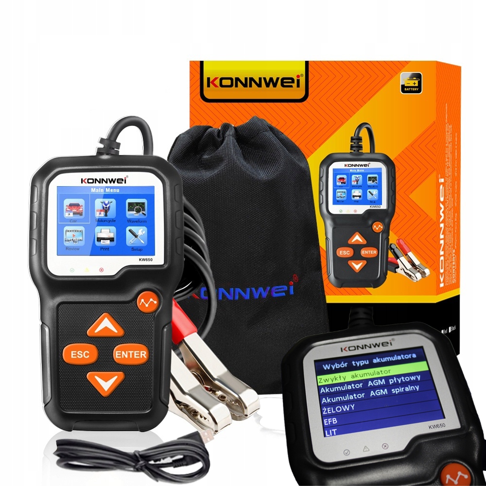 Tester akumulátorů Konnwei KW650 6V 12v polštině Polské menu od Autokomp