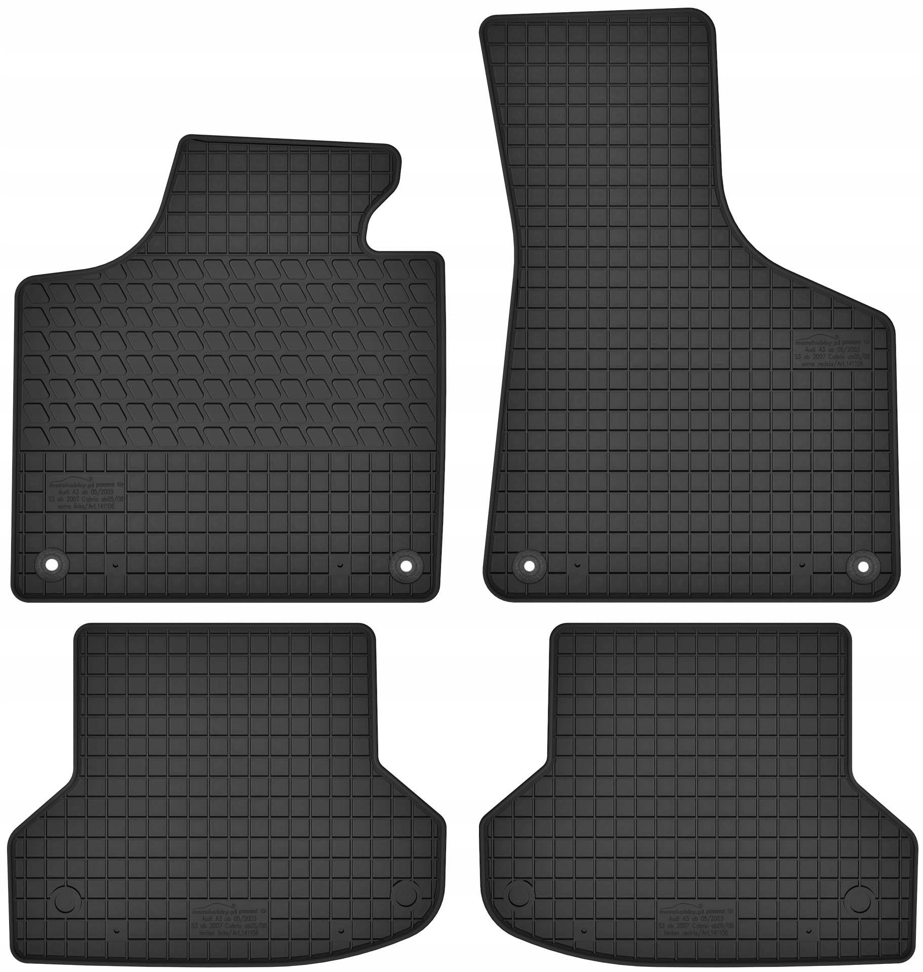 Dywaniki gumowe Wlg komplet 4 szt. do Audi A3 8P hatchback 2003-2011