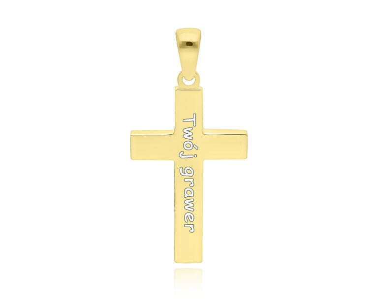 Zlatý pánský křížek 585 Hladký křížek na Řetízek Gravírování 14k