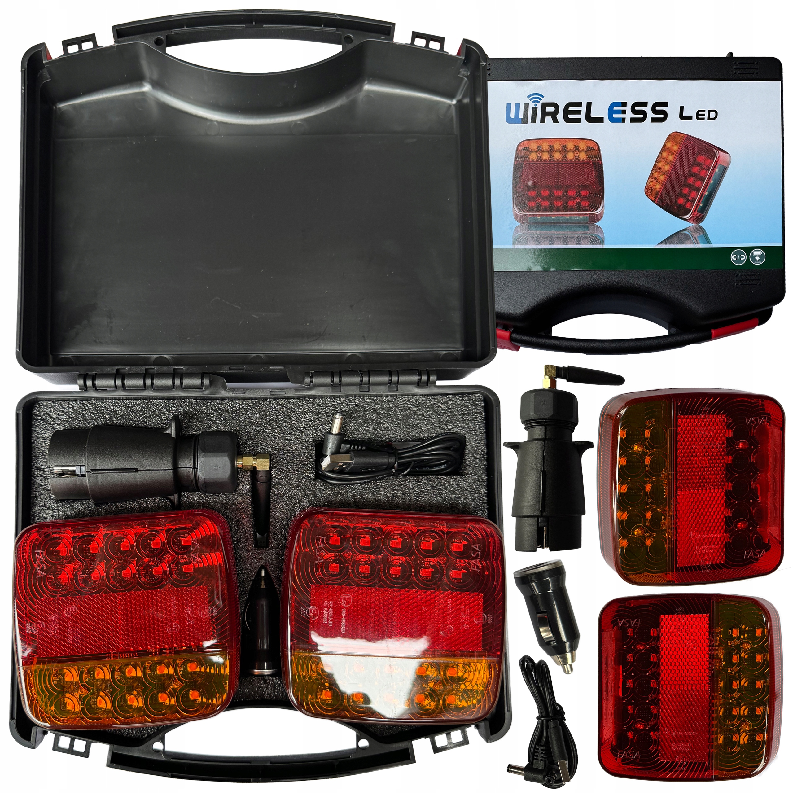 ŚWIATŁA LAMP TYLNYCH do PRZYCZEPKI SAMOCHODU NA MAGNES BEZPRZEWODOWE ZESTAW