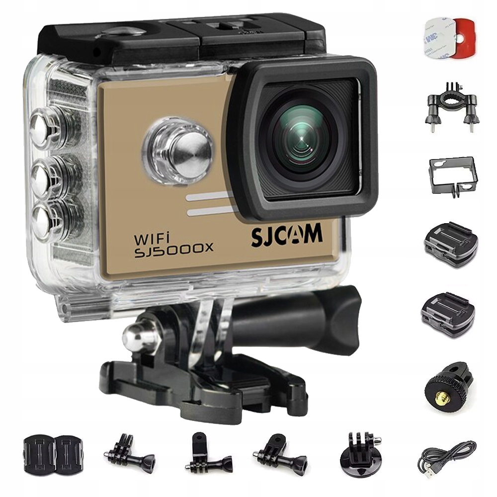 Sportovní kamera Sjcam SJ5000X Zlatá Wifi 4K Uhd (carmode) příslušenství