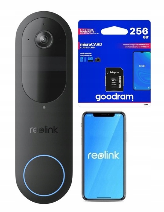 Videozvonček Reolink D340B Akumulátorový WiFi 2K Hd 4MP Karta 256GB