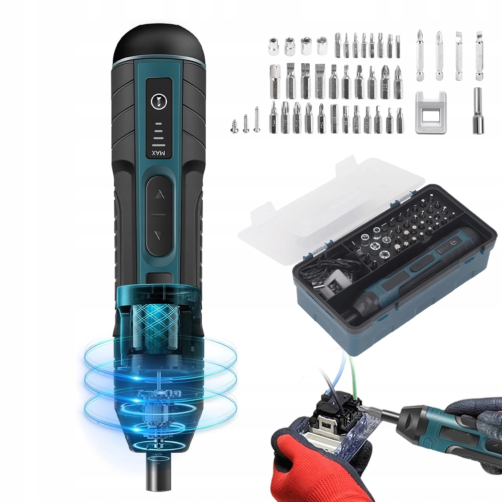 Elektrický Akumulátorový Šroubovák 105V1 Led Usb 4 Rychlosti Sada Diy