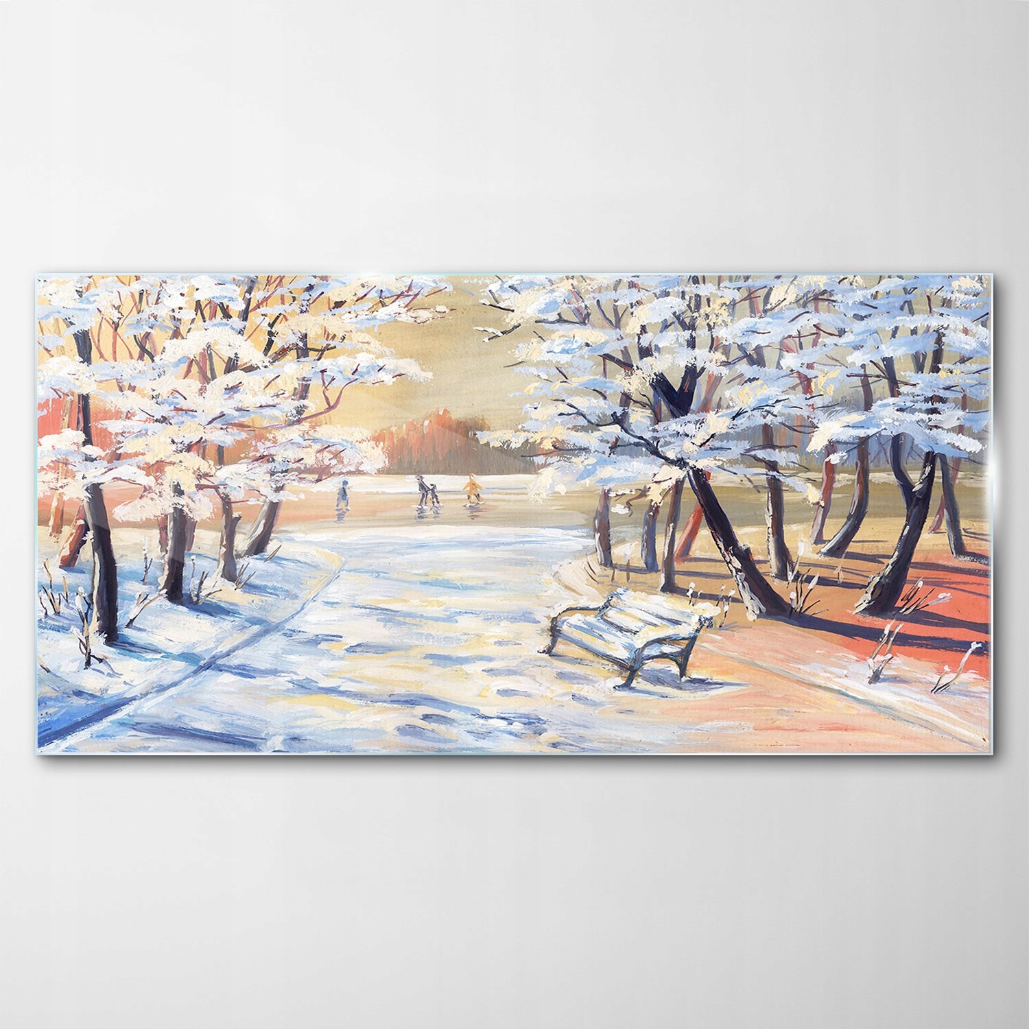 

Obraz na Szkle Dekor Drzewa Śnieg Ławka 120x60