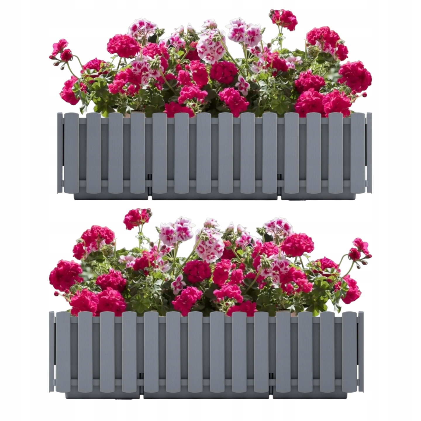 2x Doniczka Plastikowa Skrzynka Balkonowa Na Kwiaty Szara Donica 58 CM