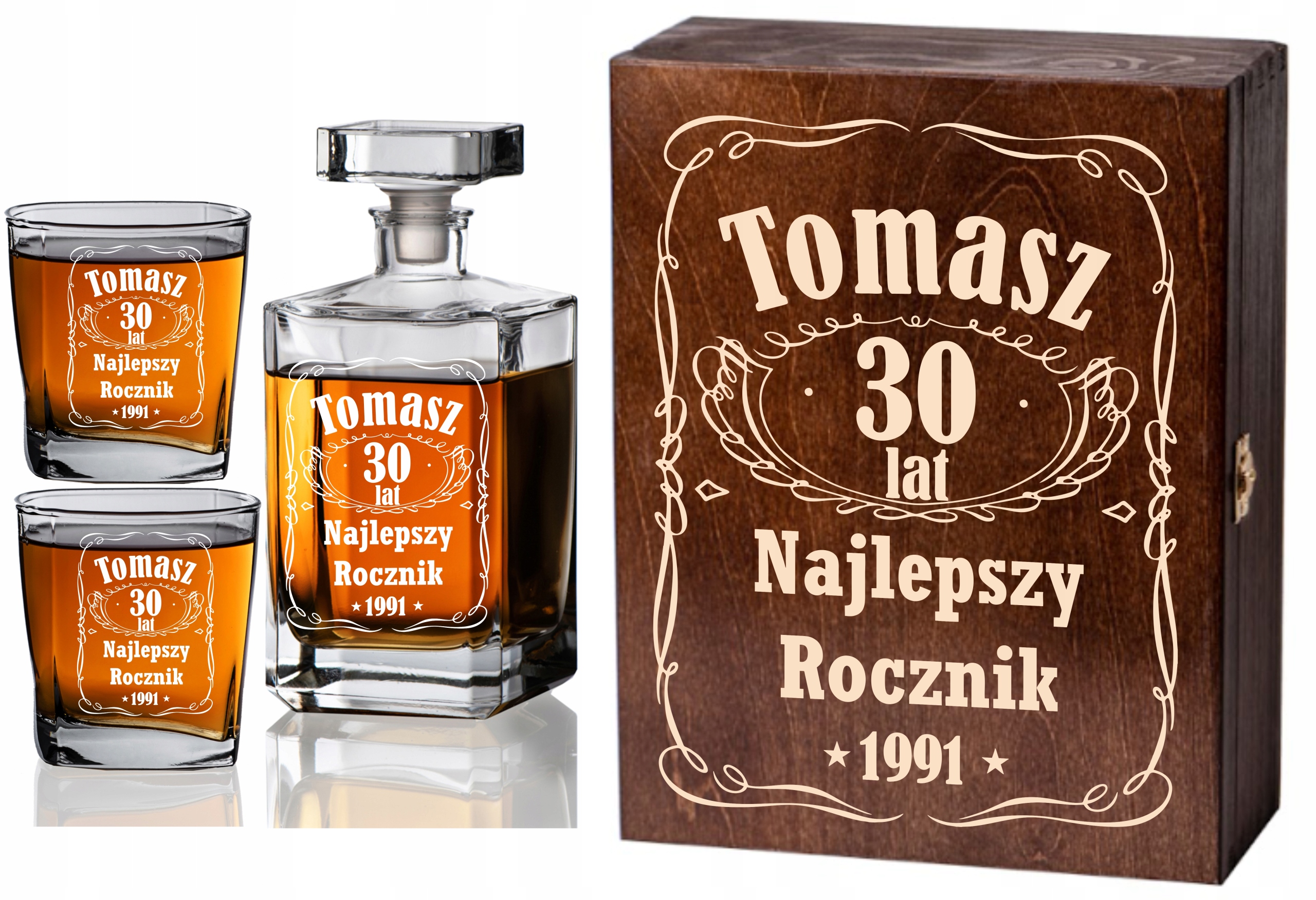

Skrzynka Karafka Szklanki Do Whisky Z Grawerem!