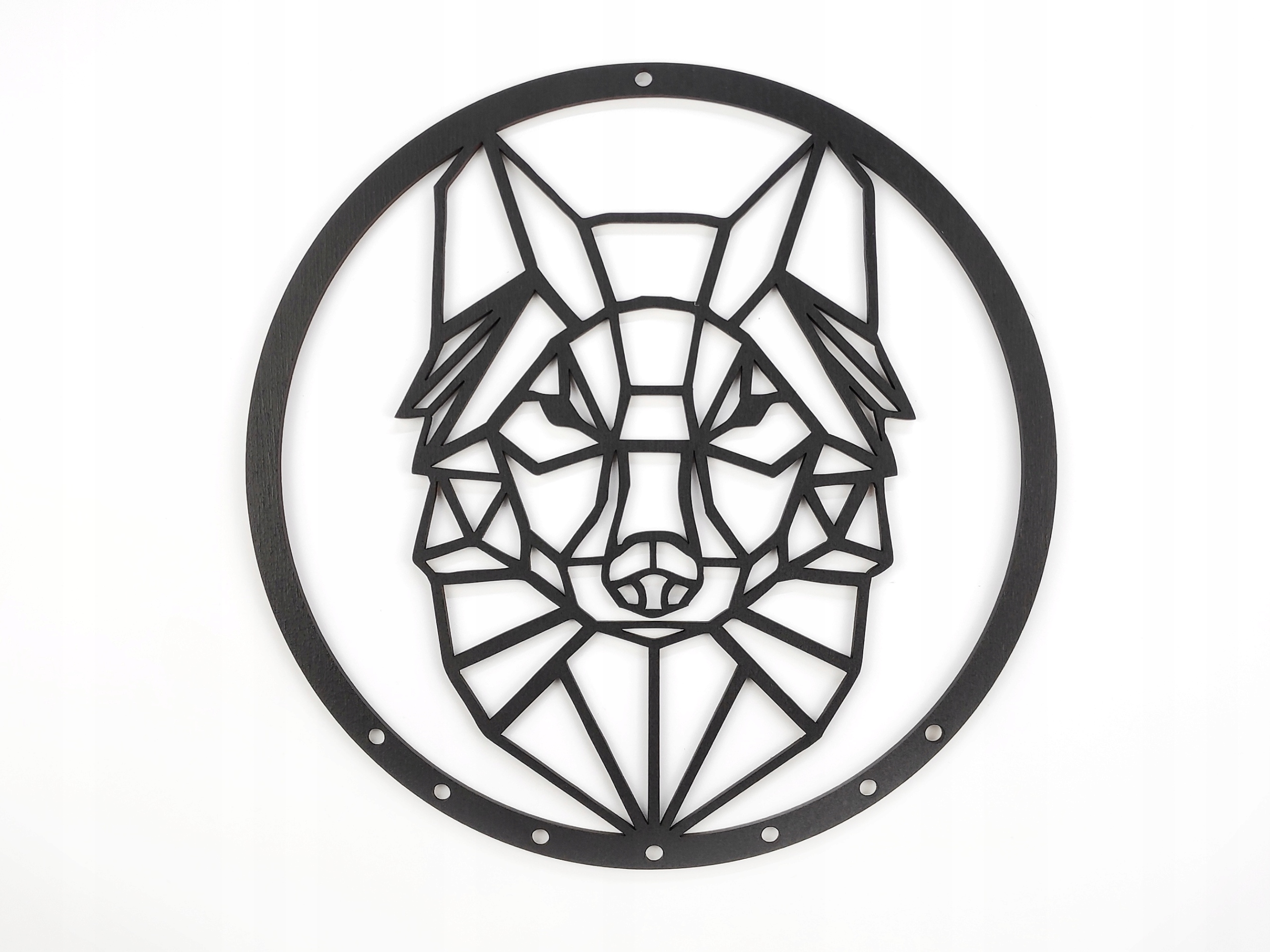 

Czarna obręcz koło łapacza snów makrama wilk 24cm