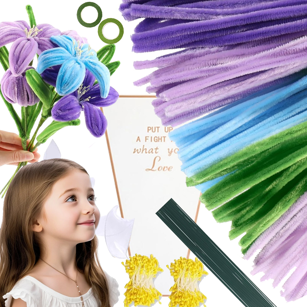 Kreativní Drátky Floristické 500KS Ozdobné Žinylkové Plyšové Vytěráky