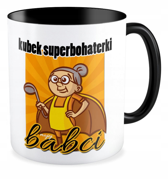 

Kubek czarny prezent Dzień Babci lub Dla Dziadka