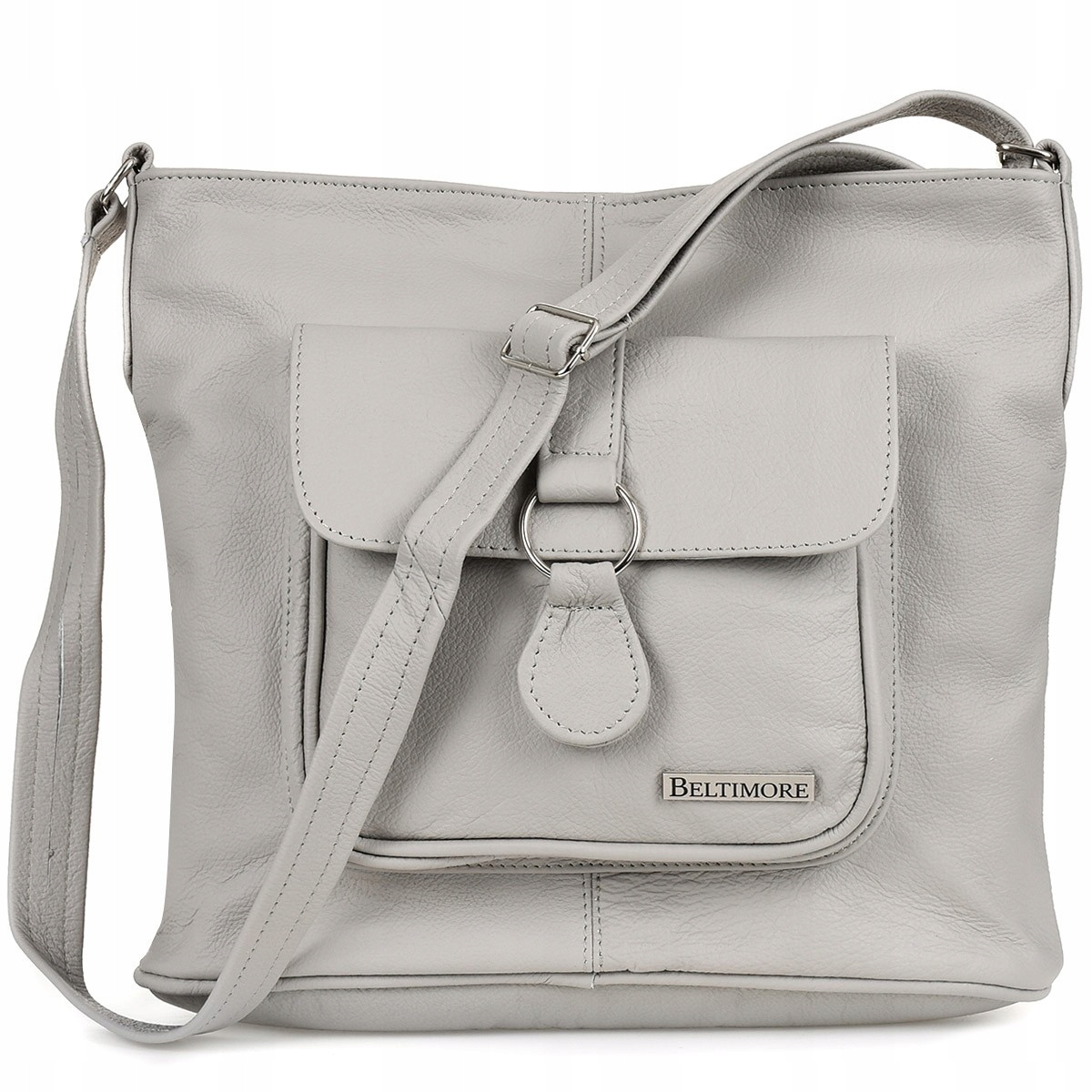 Dámská kožená kabelka A4 velká Polská kůže šedá T71