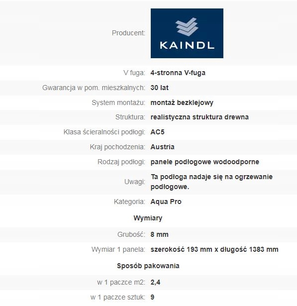 Panele podłogowe Kaindl Aqua Pro Ferrara Ashmond EAN (GTIN) 9006936077049