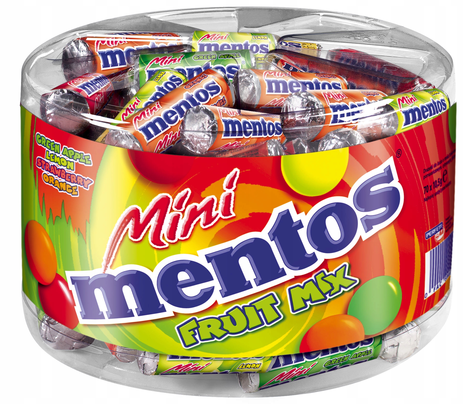 Mentos Mini cukierki truskawka, cytryna, pomarańcza, jabłko Słój 735g