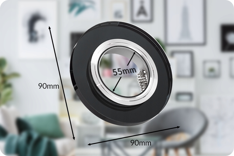 HALOGENOWA RAMKA OCZKO DO ŻARÓWEK LED GU10 OPRAWKA SUFITOWA DO ŁAZIENKI Szerokość produktu 9 cm