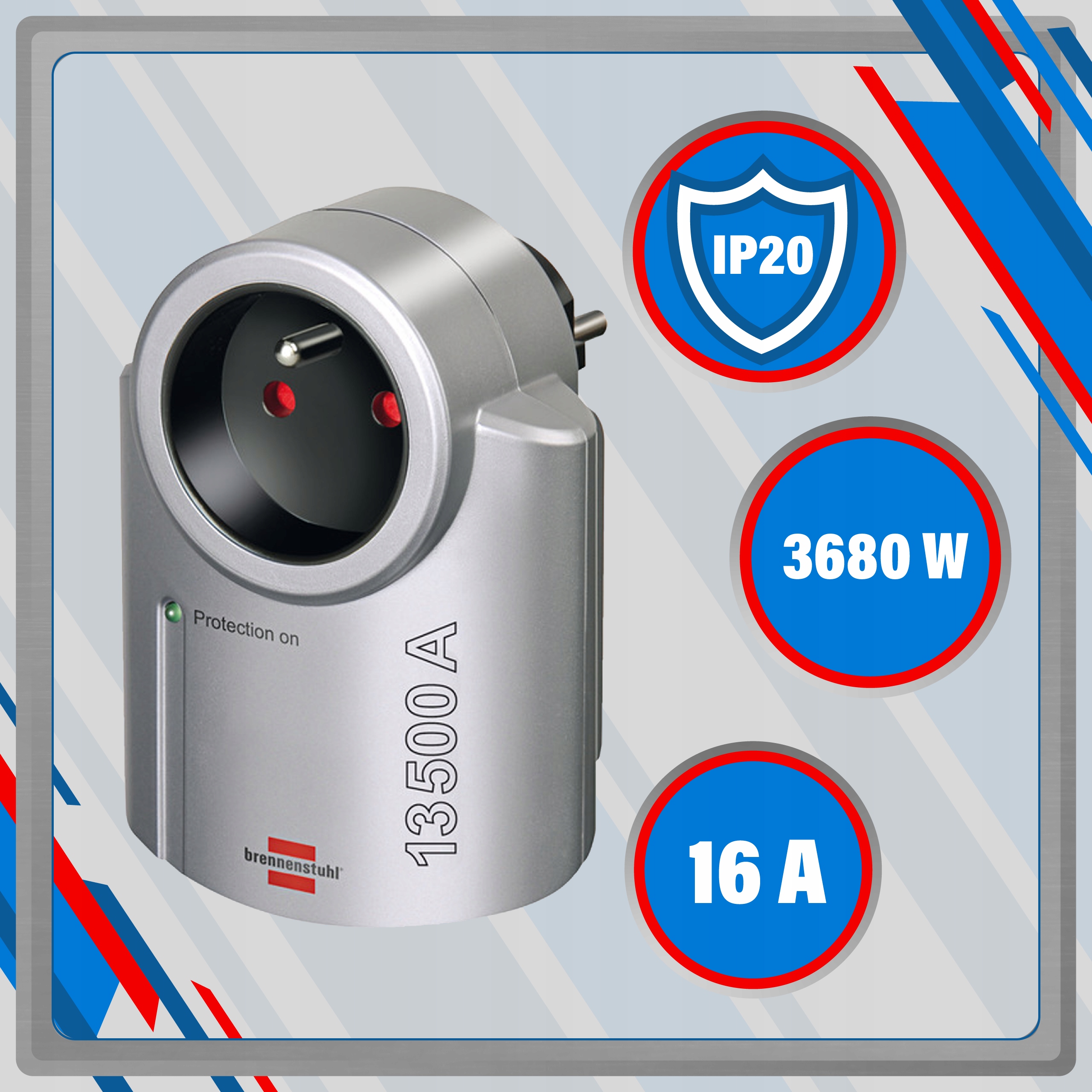 ADAPTER GNIAZDO PRZECIWPRZEPIĘCIOWY BRENNENSTUHL EAN (GTIN) 3281855069511