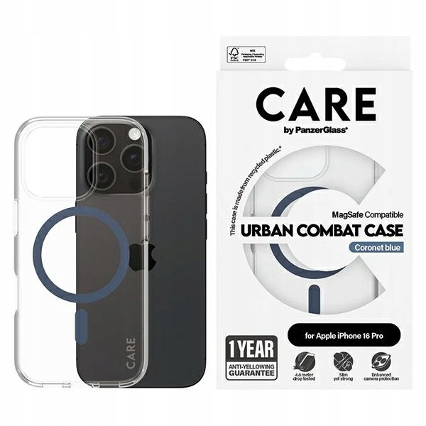 Pouzdro Care by PanzerGlass Flagship Case pro iPhone 16 Pro 6,3" modré/modré