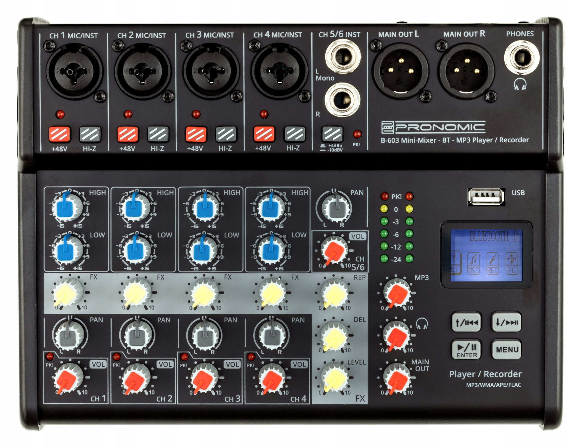 Pronomic B-603 mini mixpult s Bluetooth s Usb rekordérom