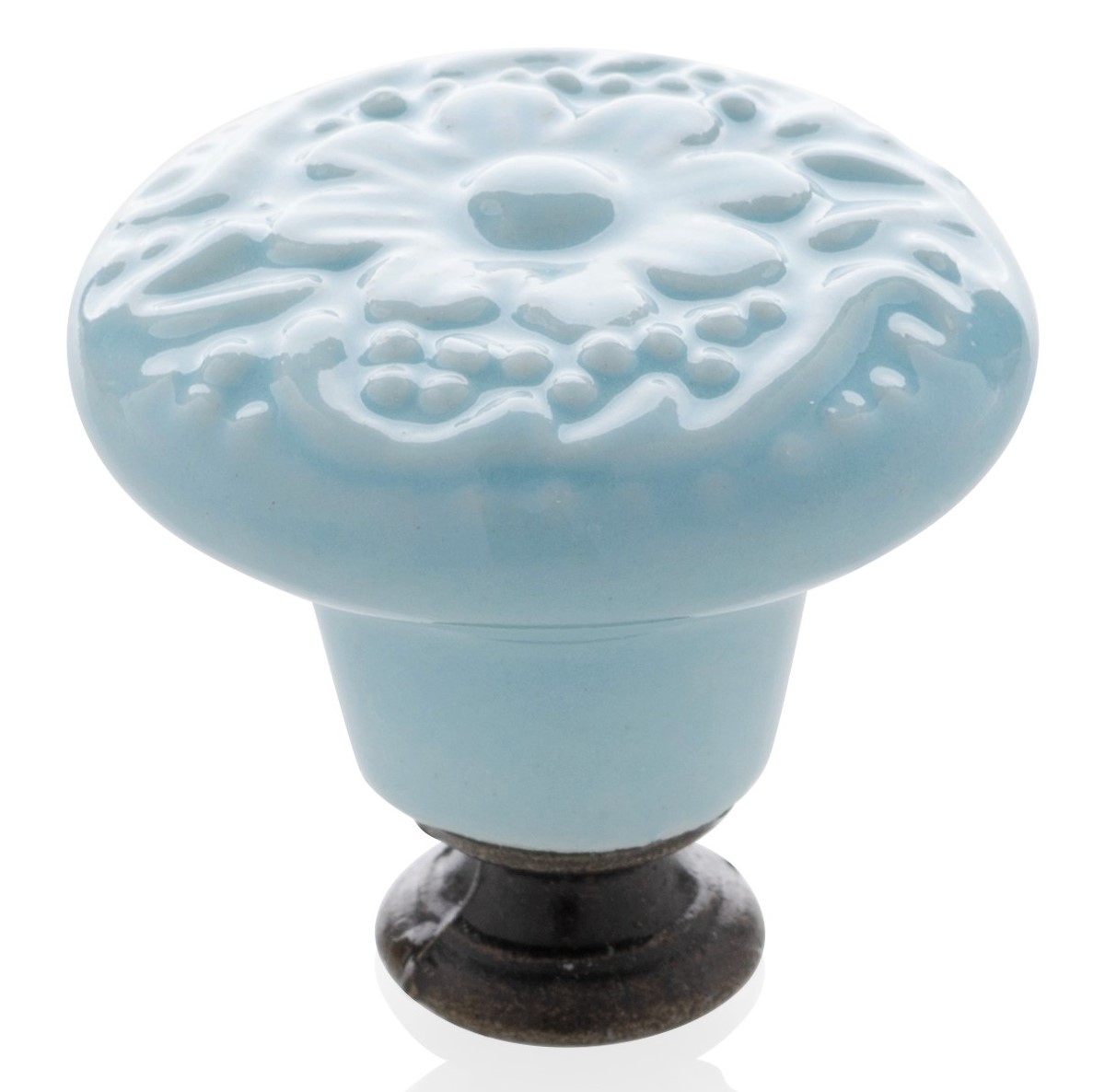 

Gałka Meblowa Porcelana Żłobiona light blue 34 mm