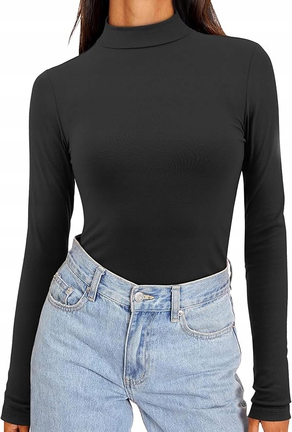 Tričko s dlouhým rukávem Přiléhavá halenka Golf Černá Velikost L