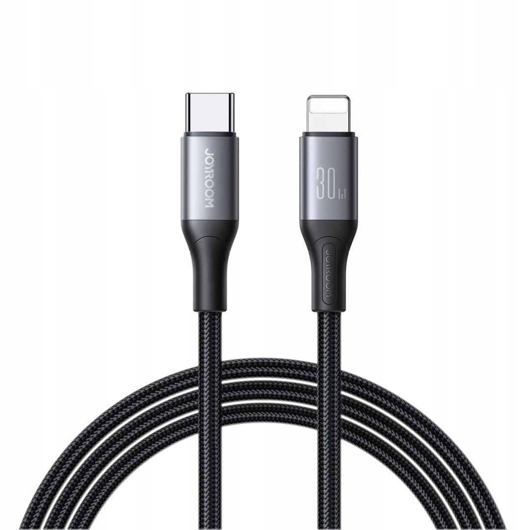 Kabel przewód S-A28 z oplotem Usb-c Lightning 30W 1m czarny