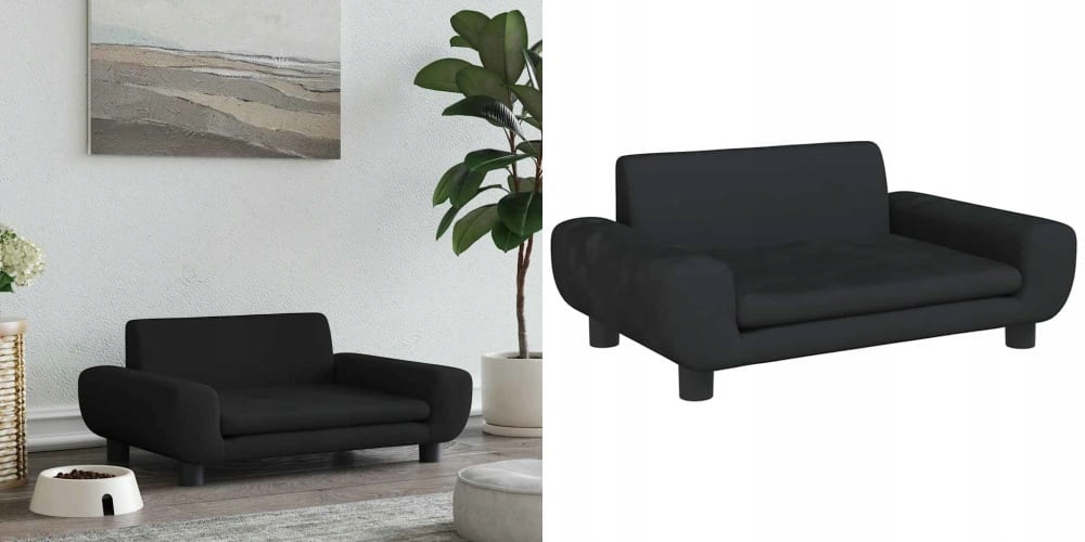 Černé Pelíšek pro psa, 70x45x33 cm, sametové