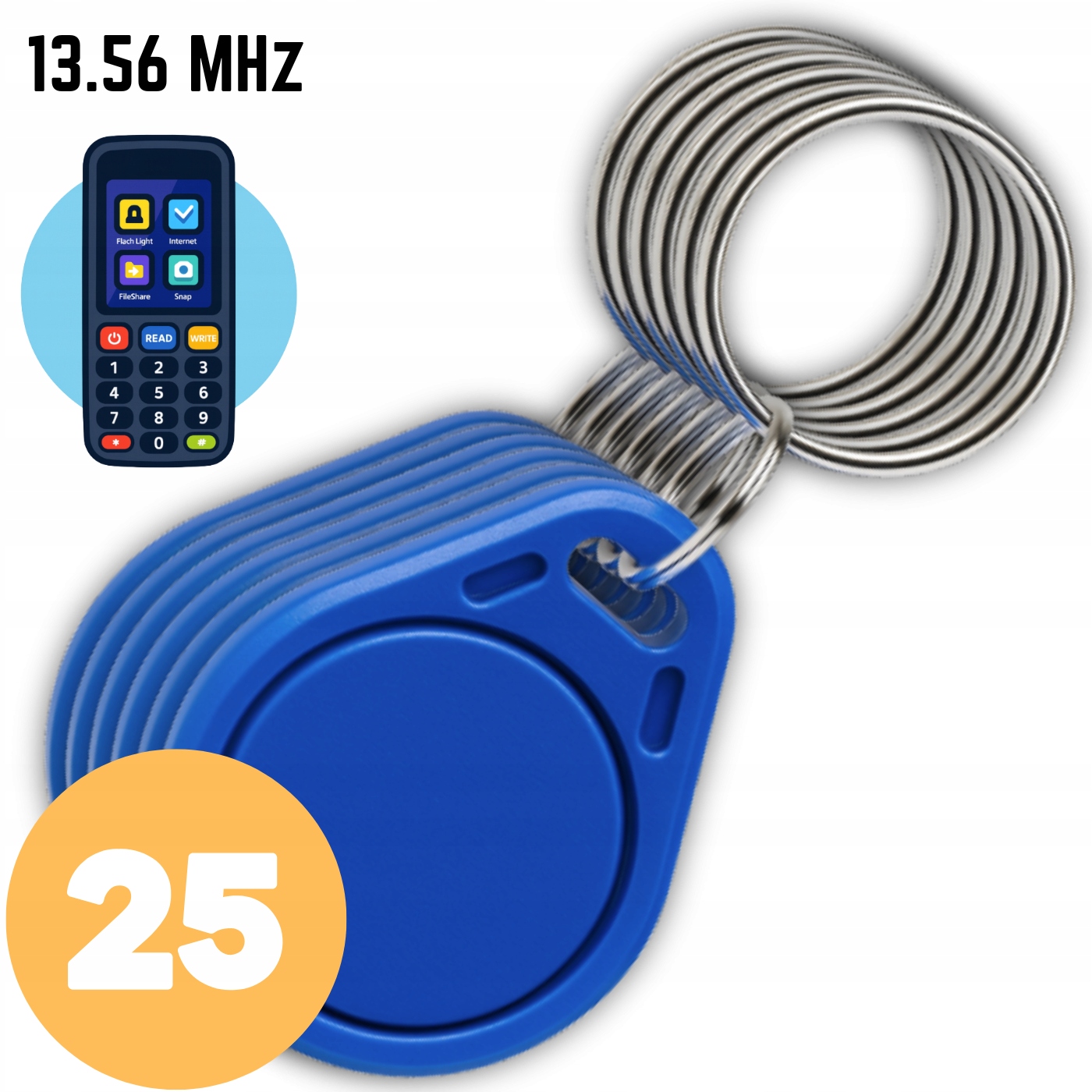 25 SZT. BRELOK PASTYLKA RFID 13.56 MHz MIFARE ZBLIŻENIOWA IC PROGRAMOWALNA