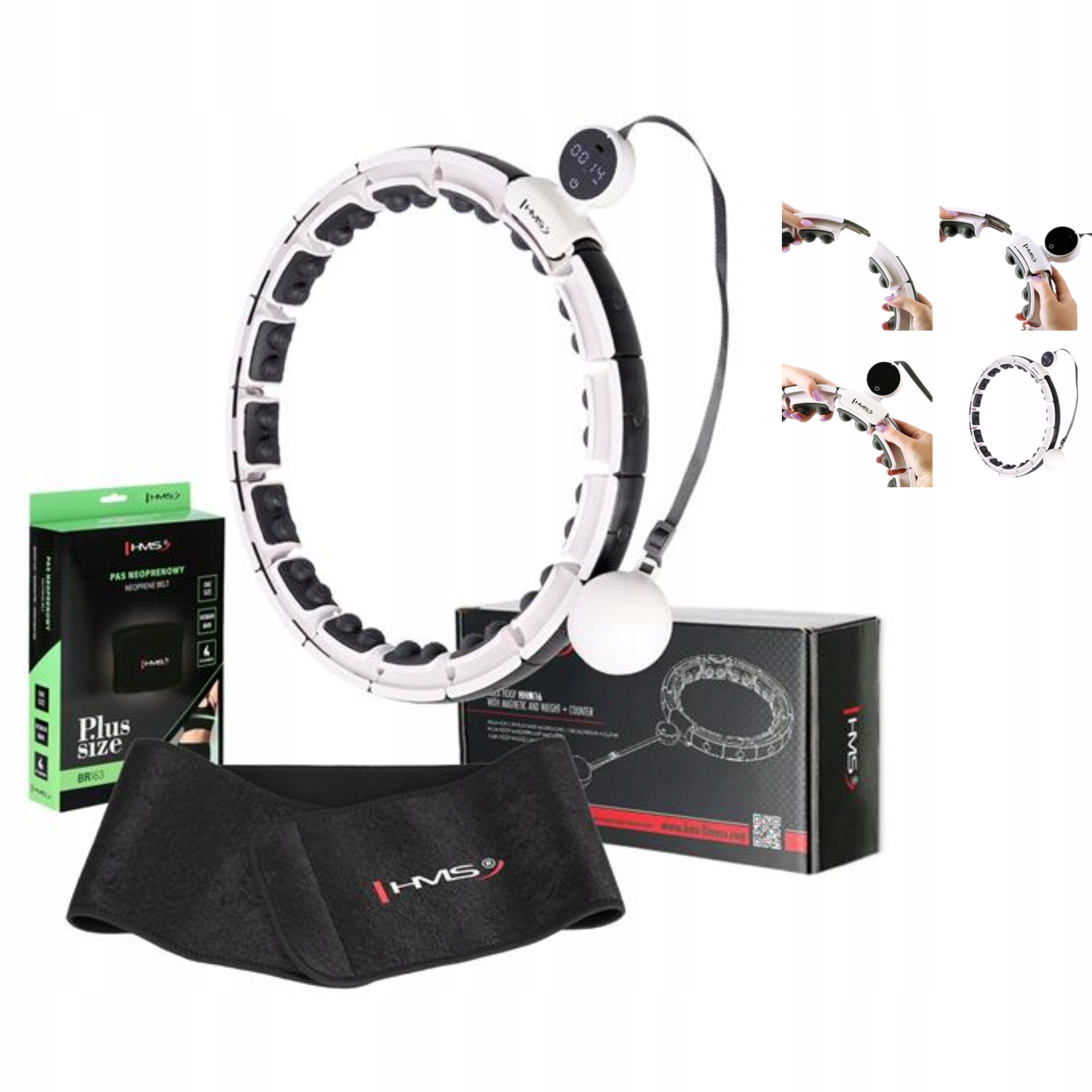 Hula Hoop Hms Magnetické s digitálním počítadlem a fitness pásem XXL
