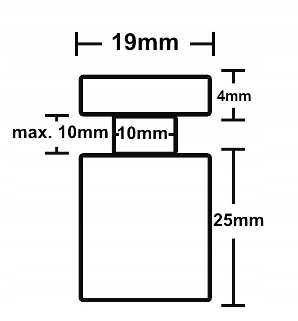 ZESTAW 4 SZTUK | DYSTANSE MONTAŻOWE CZARNE 19x30 cm | + KOŁKI ROZPOROWE Szerokość produktu 19 cm