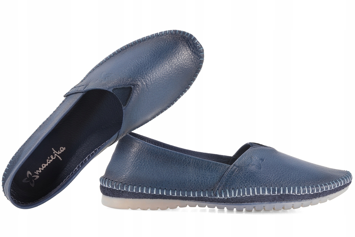 Maciejka T1930-16 Dámské Mokasíny Polobotky Balerínky Kůže námořnická modrá džínová 37