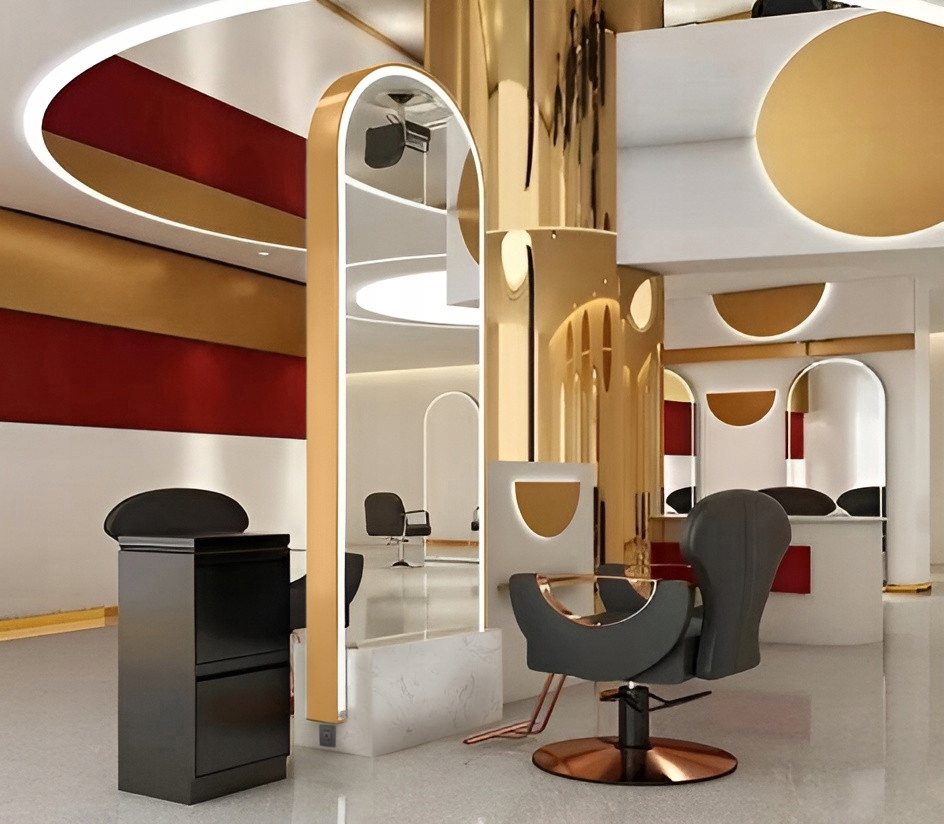 Konzola kadeřnická konzola barberská zrcadlo 200x80 Led Pro oboustranná