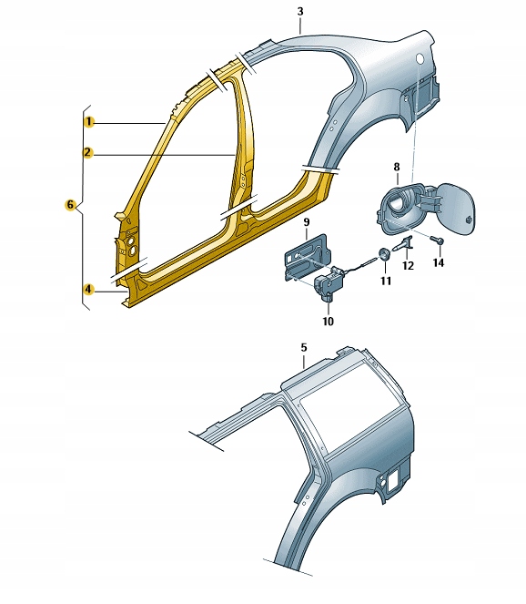 1J5809835 - Сейл! VOLKSWAGEN OE фрагмент стійки з порогом