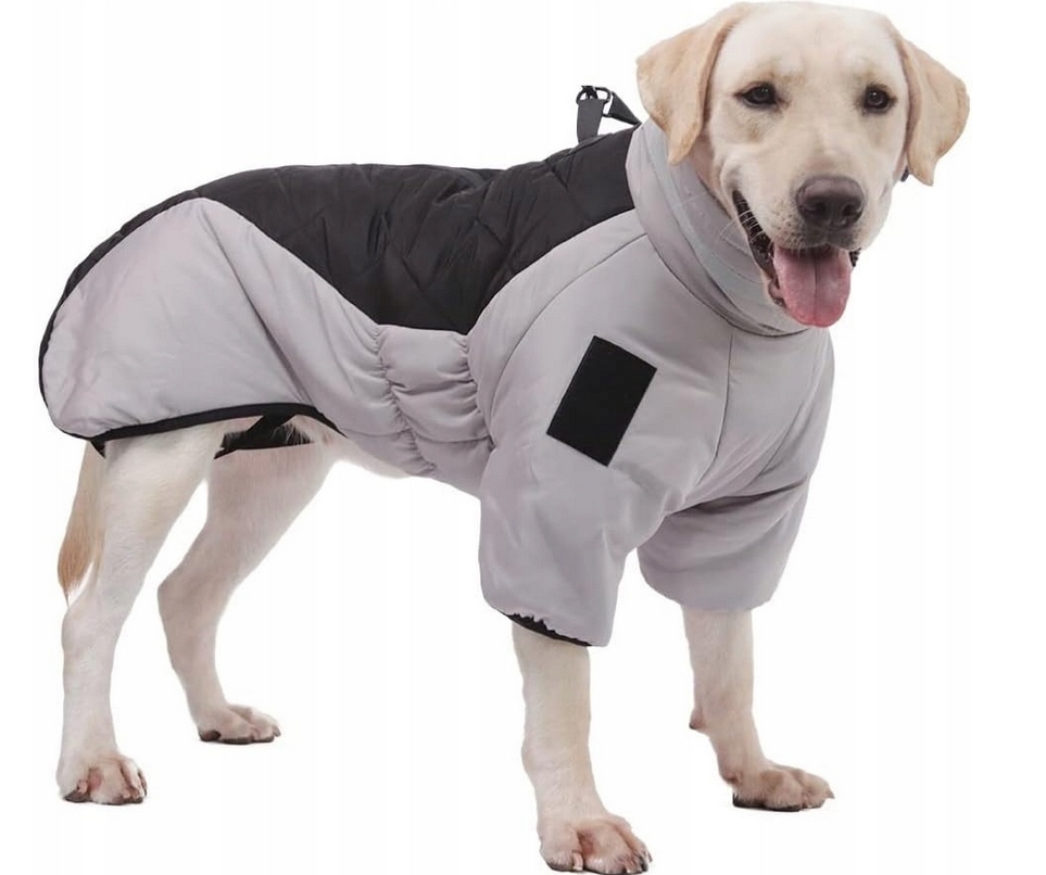 Zimní bunda pro psa 4XL voděodolná, teplá, černá a šedá