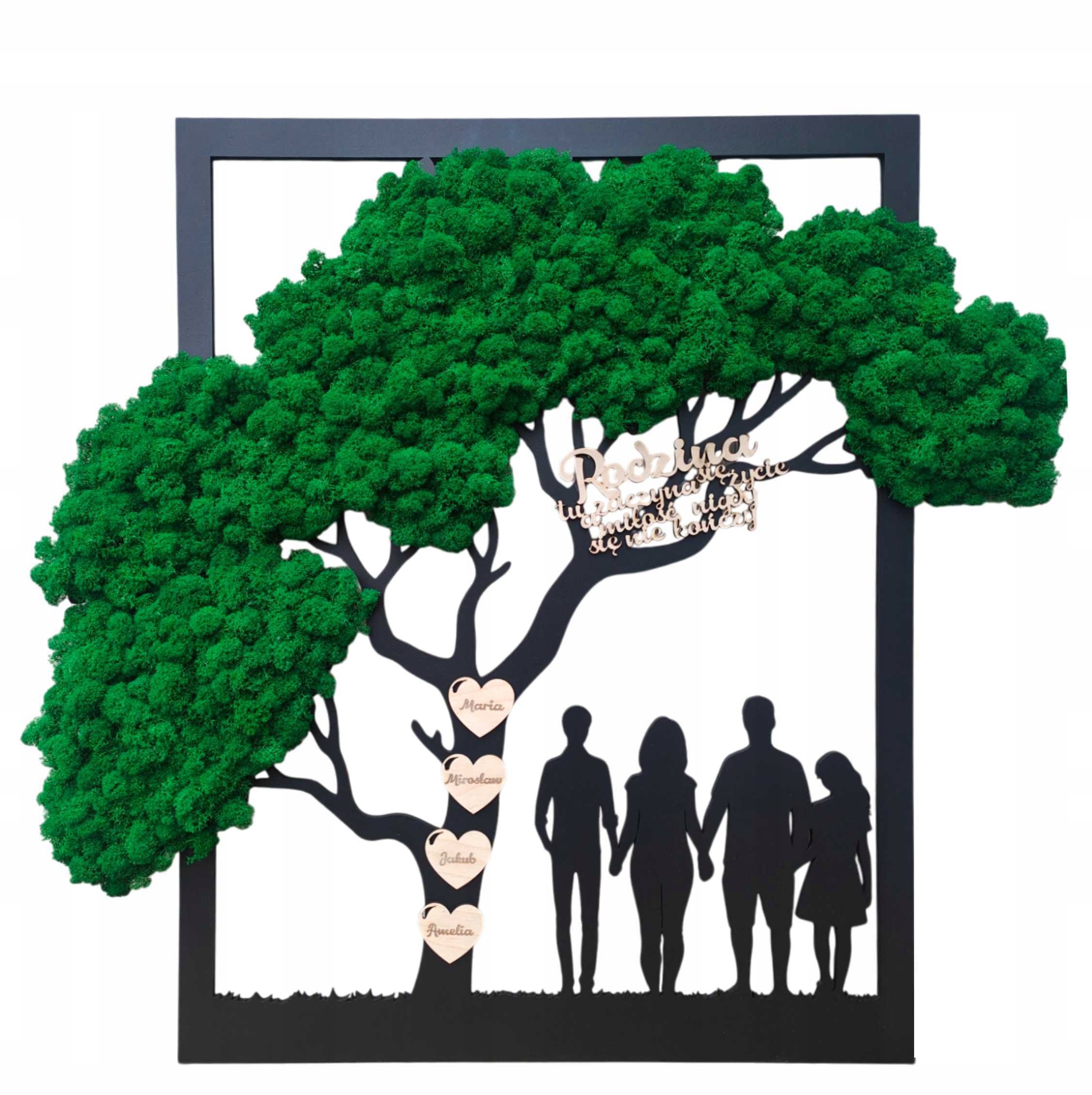 Drevo s chrobotovým machom s rodinou Rodina 50 cm severský lišajník Projekt