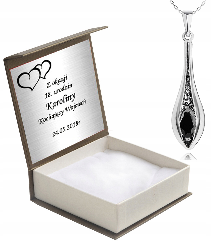 

Wisiorek Sopelek Z Czarną Cyrkonią + Łańcuszek 925