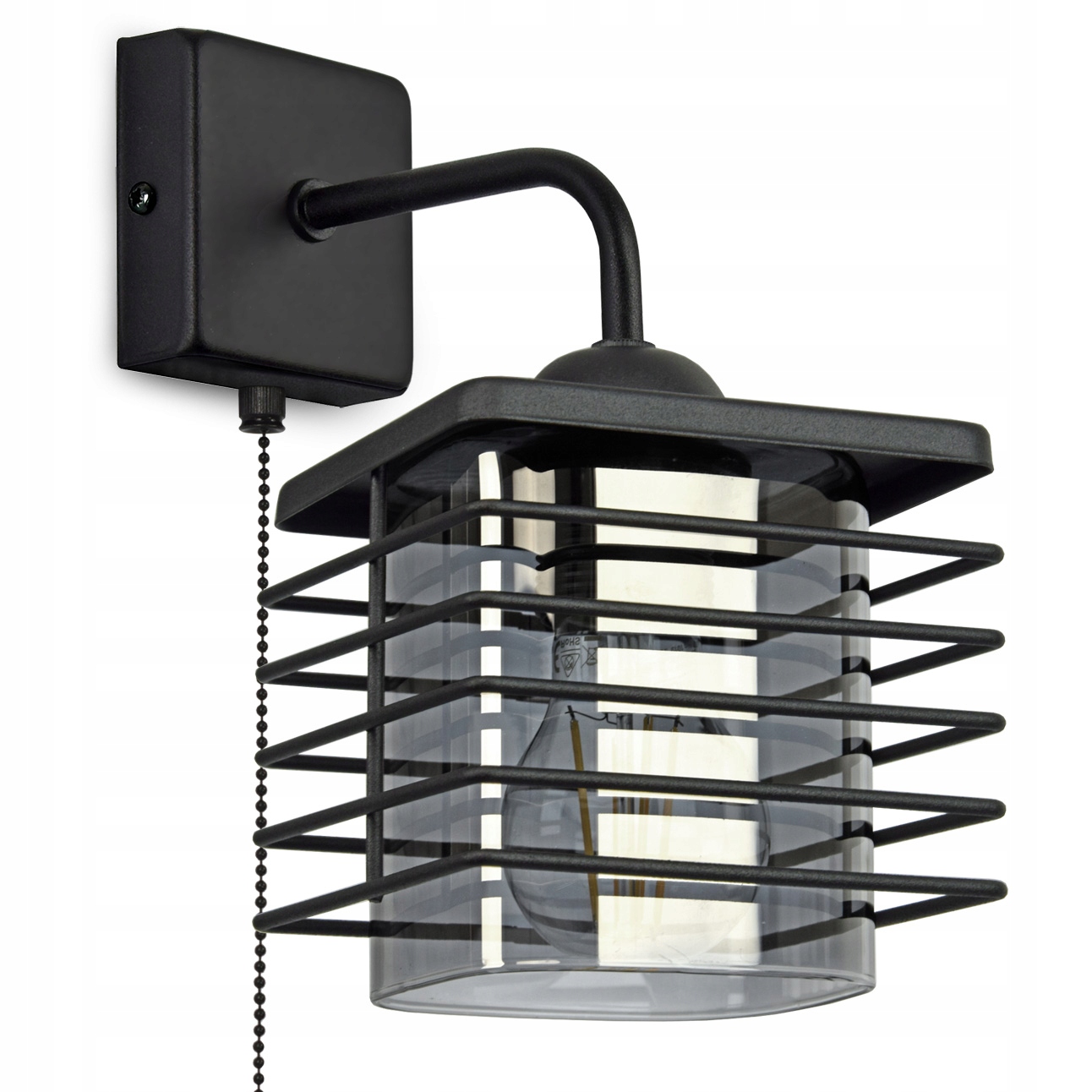 

Lampa Ścienna Kinkiet Druciany Szklany Klosz Led