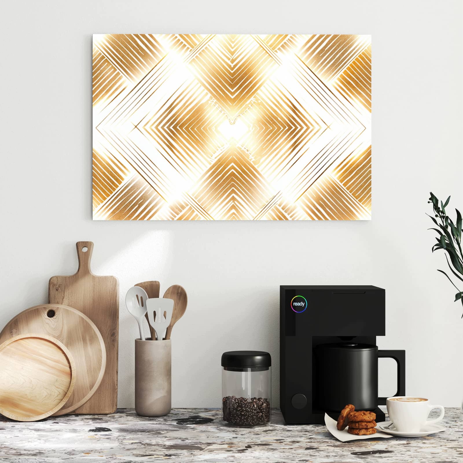 Magnetická tabule Zlaté Vzor trojúhelníkový 60 × 40 cm