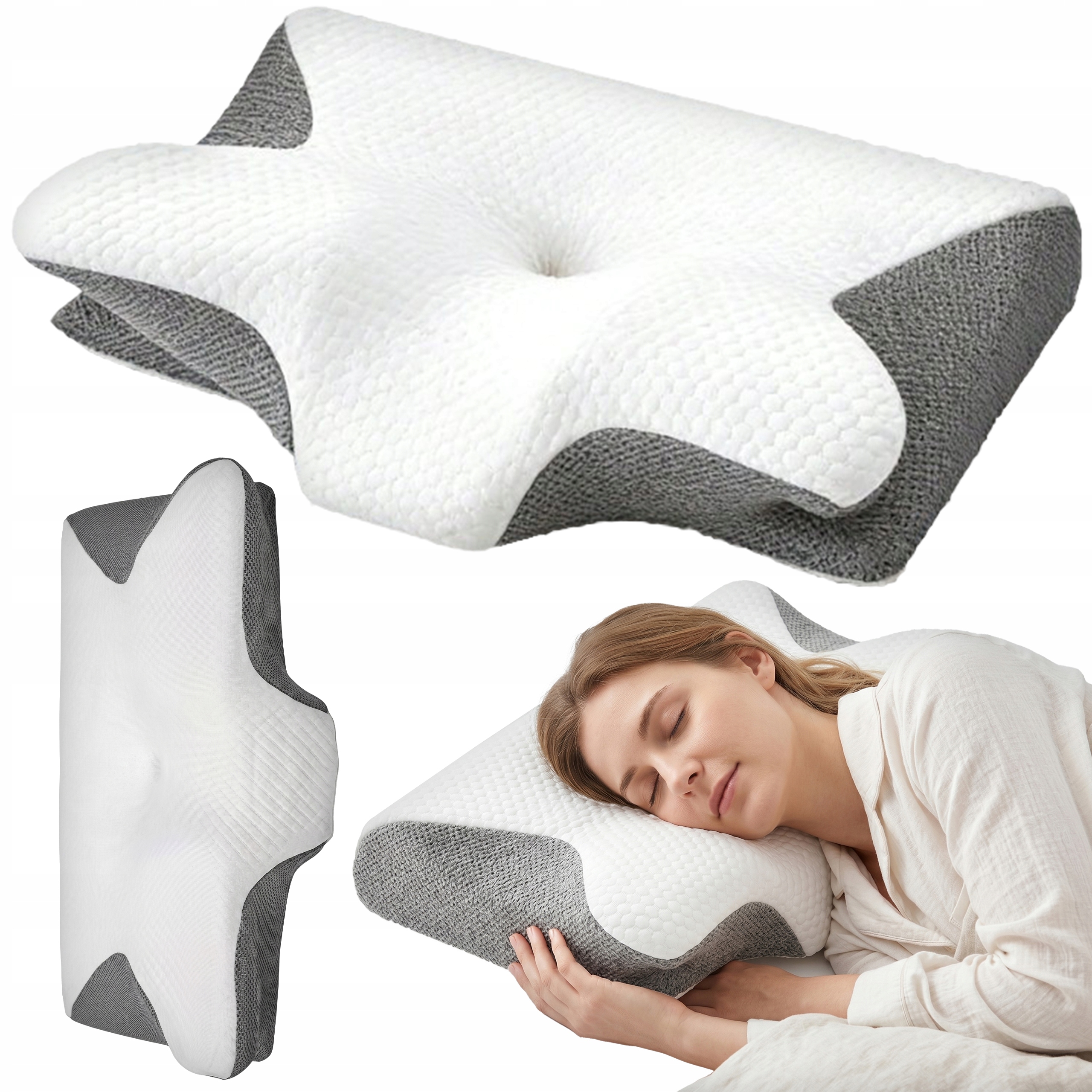 Poduszka ortopedyczna profilowana do spania pianka memory 60x43 cm