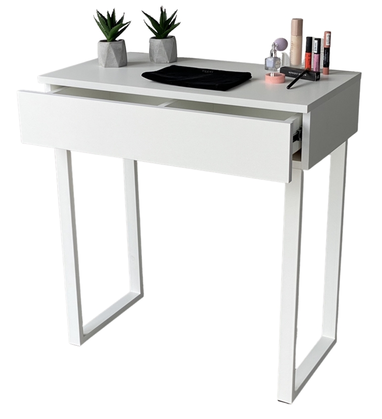 Toaletka Biela Matná S Zásuvkou, Biele Nožičky 75 CM