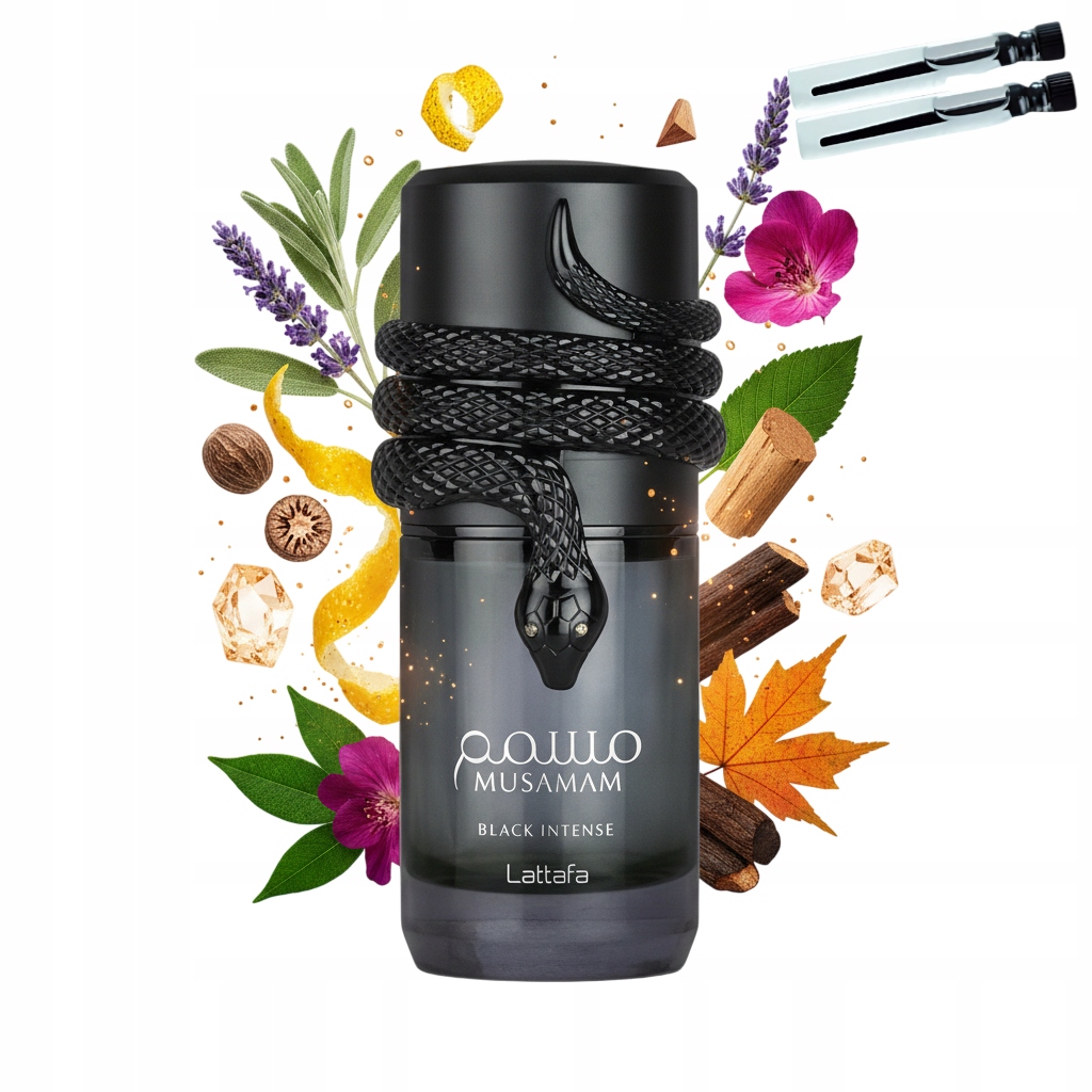 Perfumy Lattafa musamam Black Intense 100ml 2 Próbki