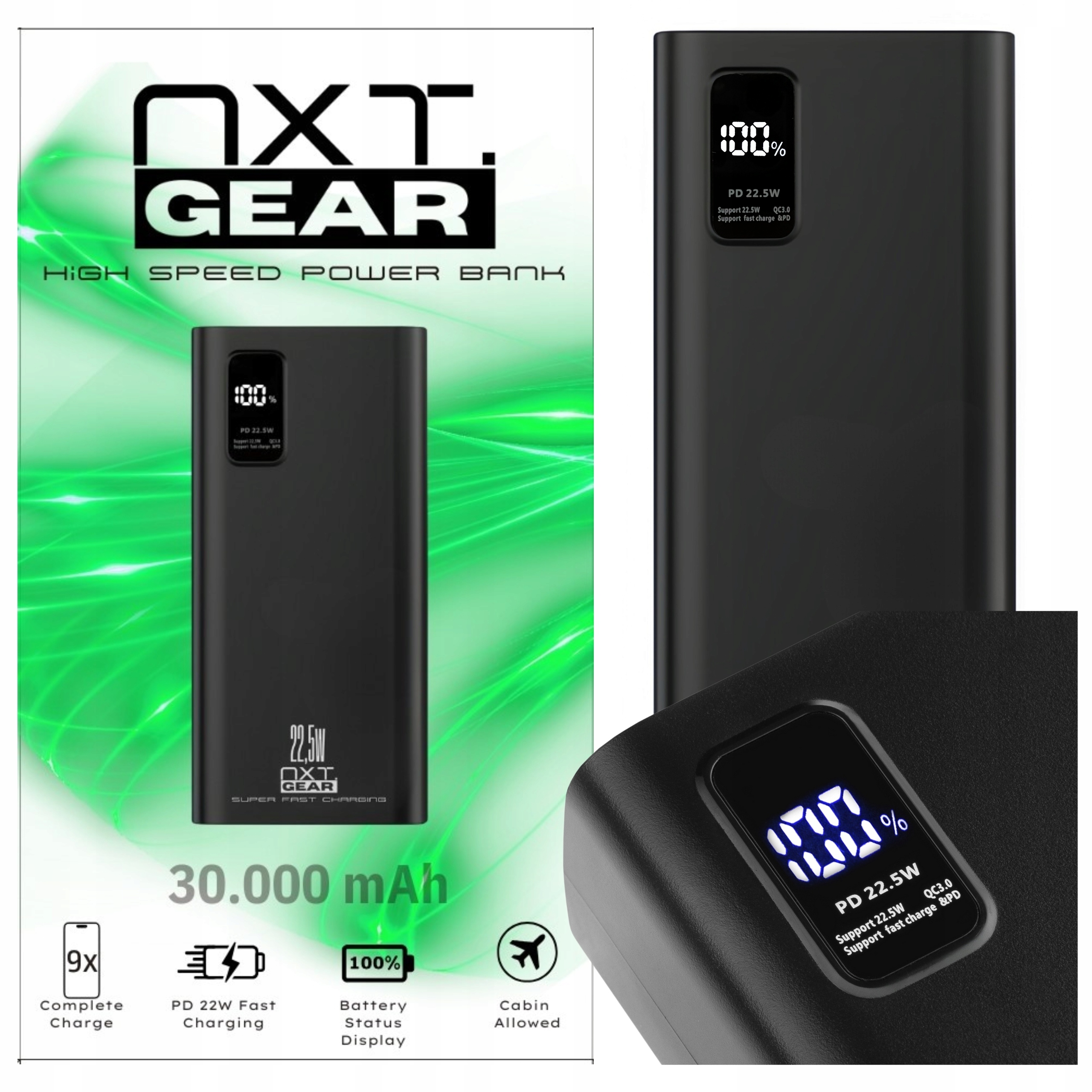 Power Bank 30000 mAh NXT.Gear Bardzo Szybki Powerbank Ładuje 5 urządzeń