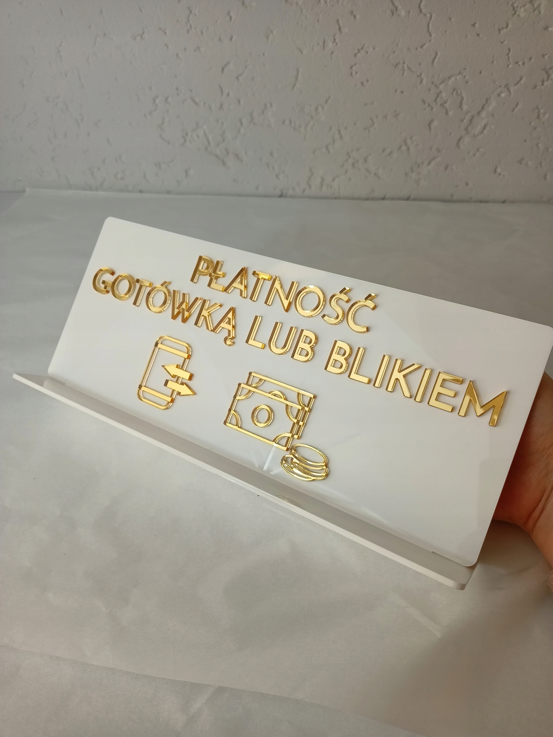 Akrylowa tabliczka stojak PŁATNOŚĆ TYLKO GOTÓWKĄ LUB BLIKIEM połysk Marka inny