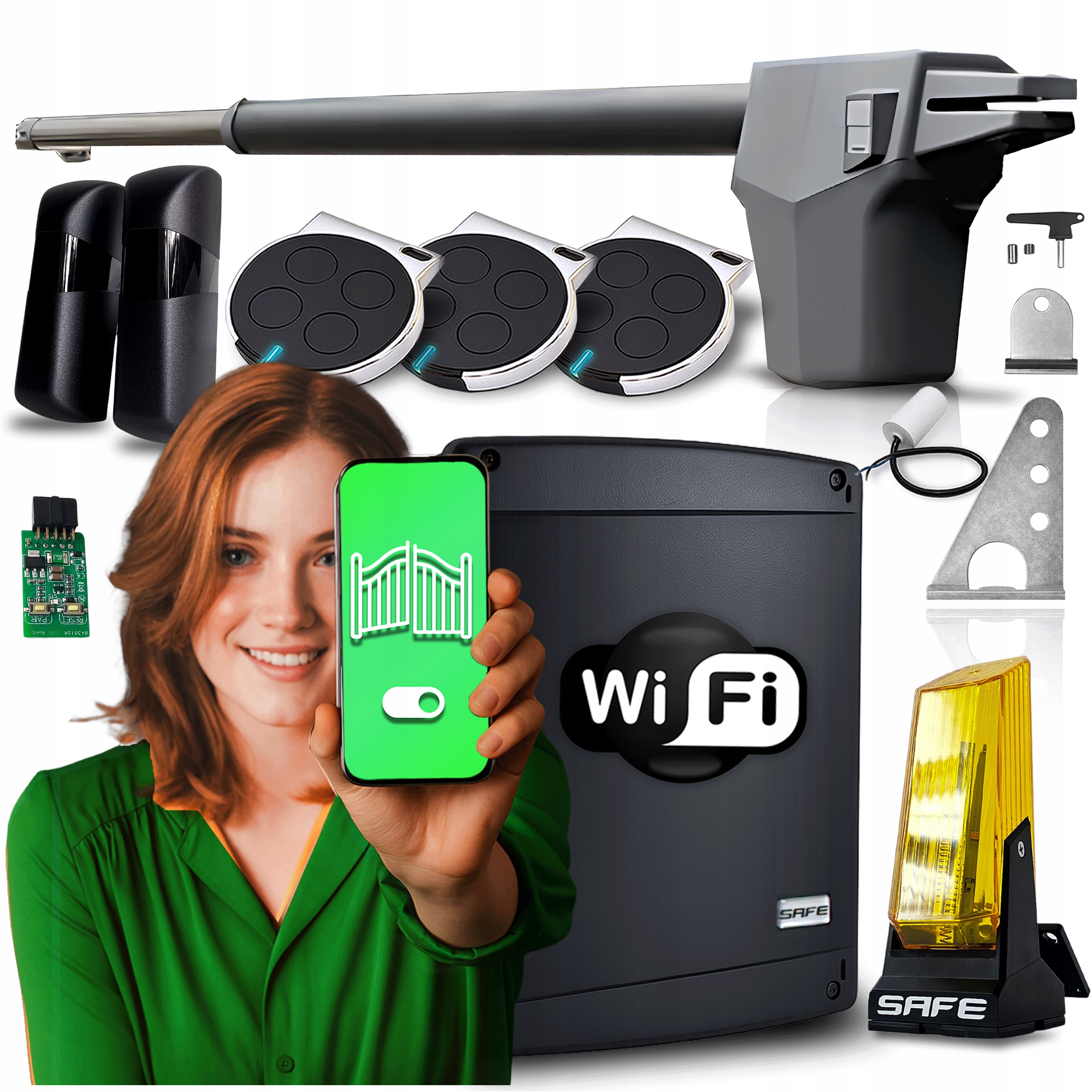 Pohon pro Jednokřídlé brány 4,3 m sada 3 x Pilot Lampa Automat Wifi